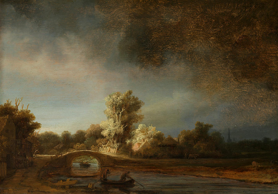 Stone Bridge Painting by Rembrandt