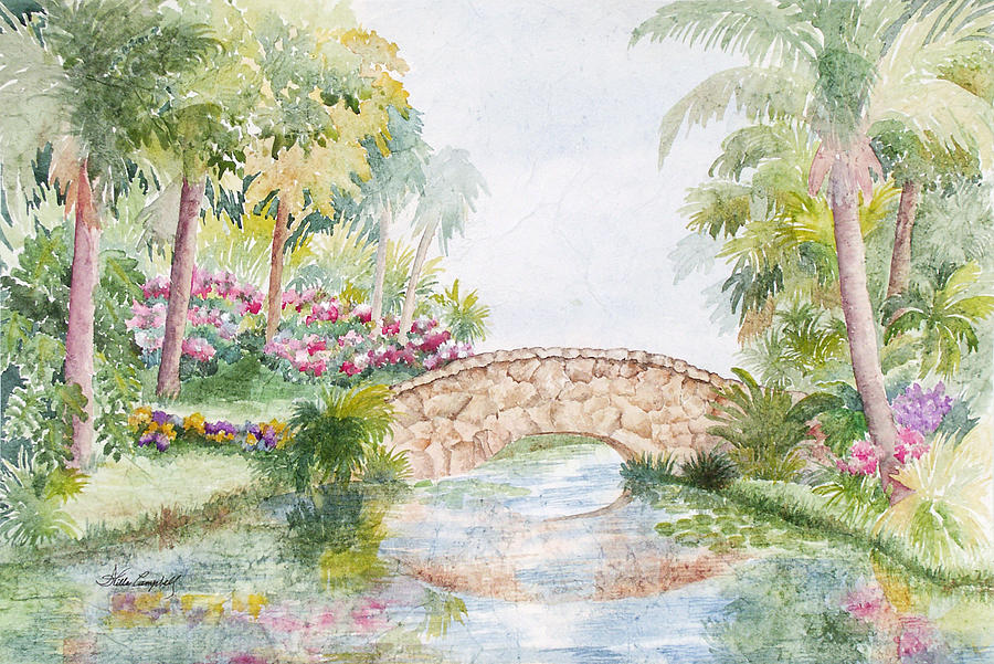 Bridge Painting - Stone bridge by Willa Campbell