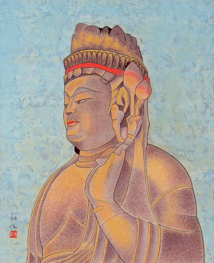 Japanese Painting - Stone Buddha / Purity by Hatsue Inoue Japanese Painting - Stone Buddha / Purity by Hatsue Inoue