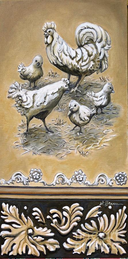 Stone Chickens Painting by Holly Bartlett Brannan