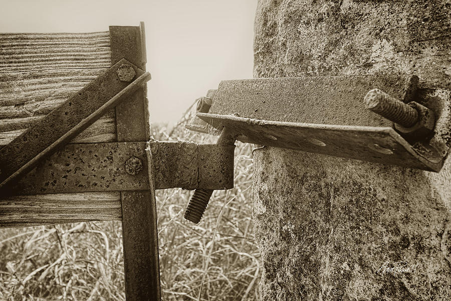 Stone Gate Post -sepia photograh Photograph by Ann Powell