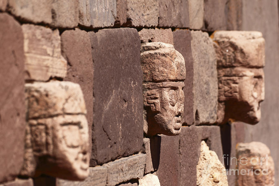 Stone Heads at Tiahuanaco Photograph by James Brunker