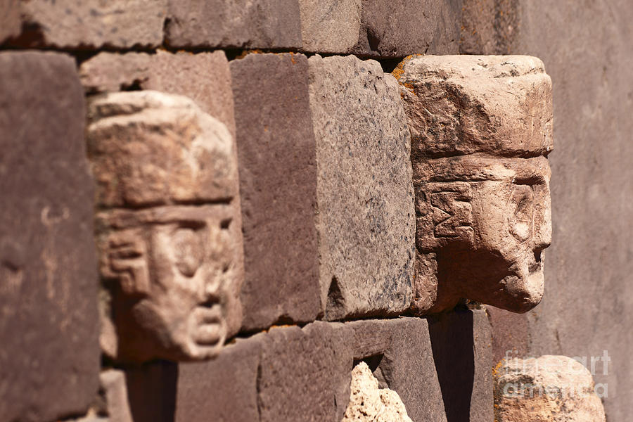 Stone Heads at Tiwanaku Photograph by James Brunker