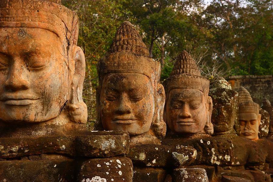 Angkor Thom Photograph - Stone Heads by FireFlux Studios