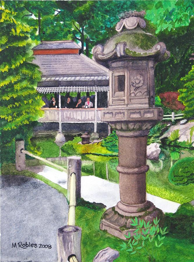 Stone Lantern Painting by Mike Robles