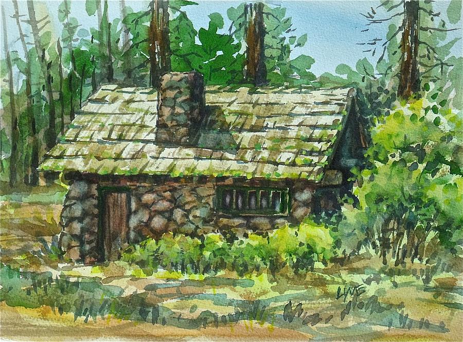 Stone Outhouse Painting by Lynne Haines