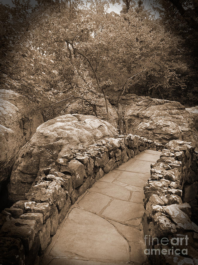 Bridge Photograph - Stone Path Walking Bridge by Barb Dalton