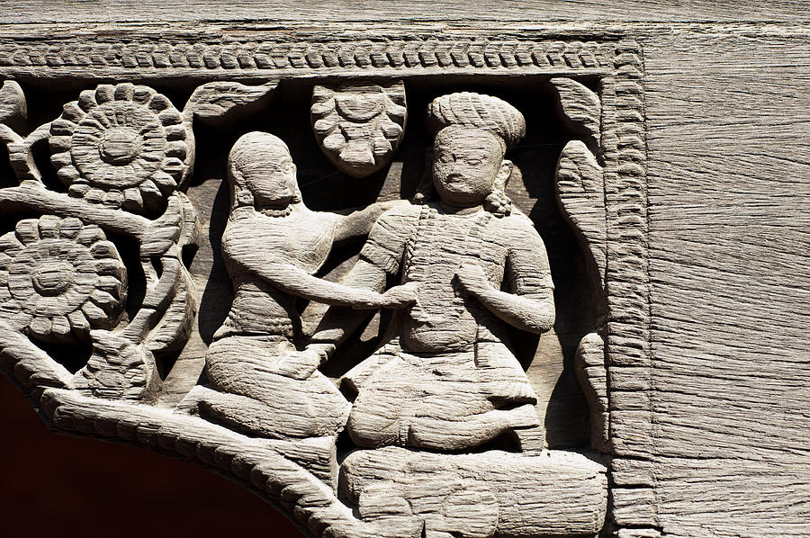 Stone relief in Patans Durbar square Photograph by U Schade