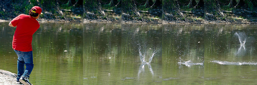 Stone Photograph - Stone Skipping In Calm Water by Roy Williams