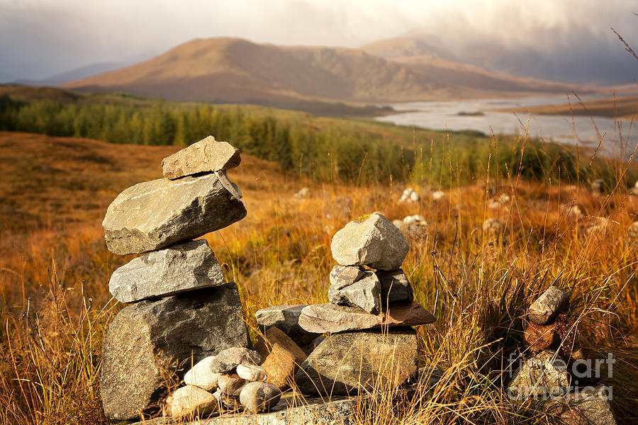 Stone stacks in the Highlands Photograph by Jane Rix