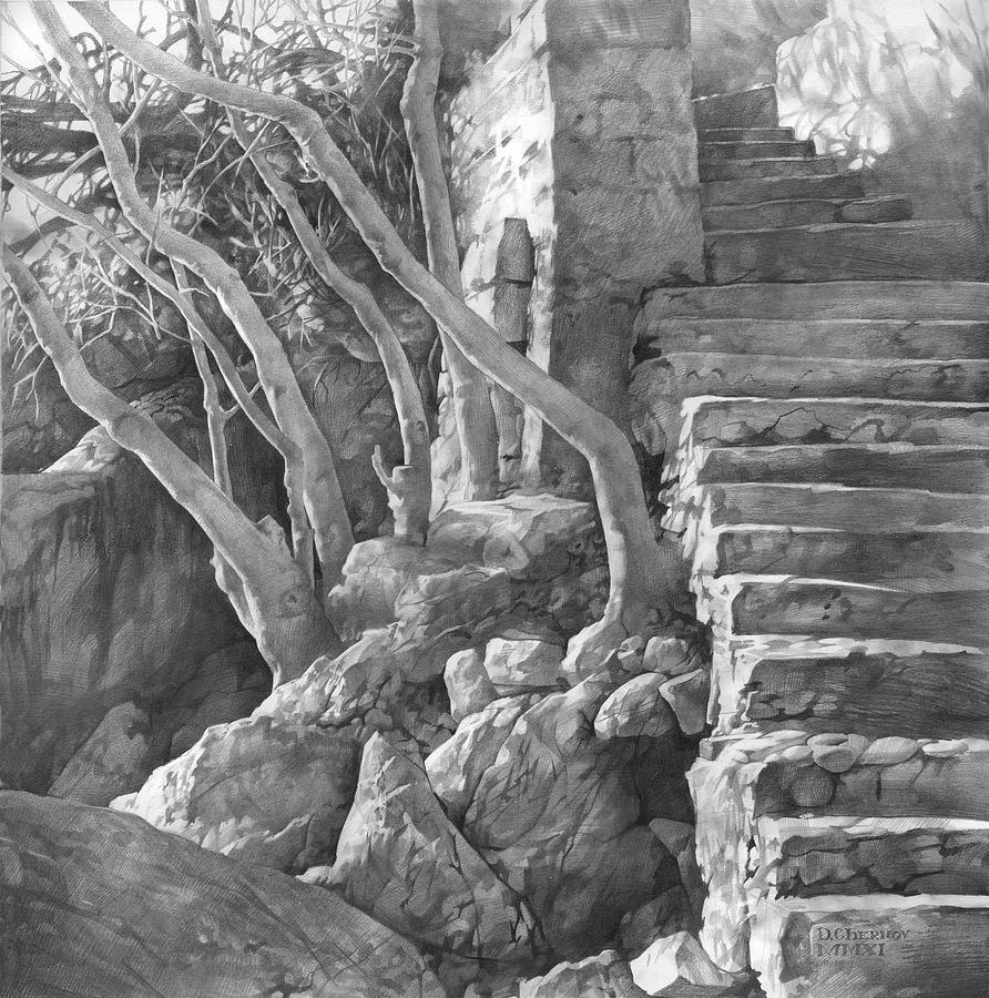 Nature Drawing - Stone Staircase 2011 by Denis Chernov