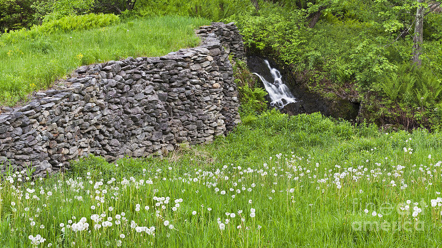 Spring Photograph - Stone Wall Waterfall by Alan L Graham