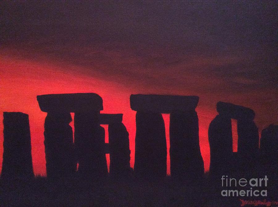 Stonehenge At Dusk Painting by Denise Railey