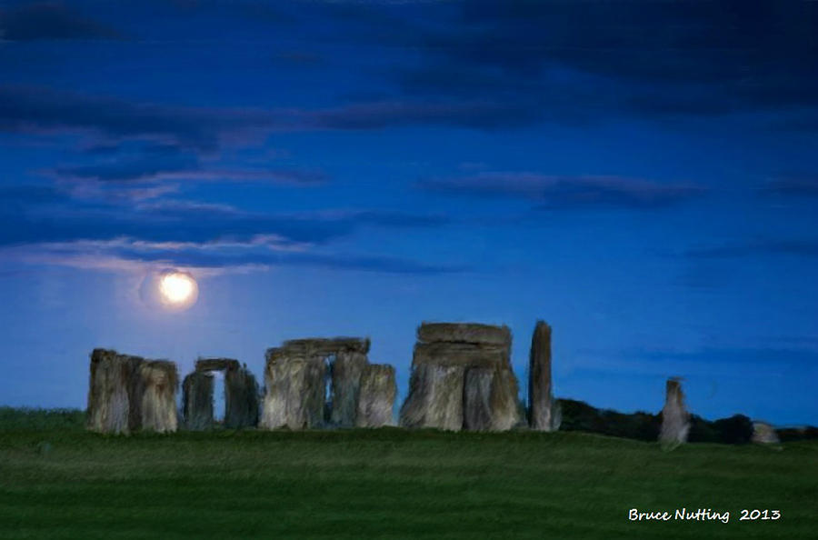 Stonehenge at Night Painting by Bruce Nutting