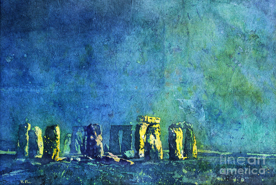 Stonehenge in Moonlight Painting by Ryan Fox