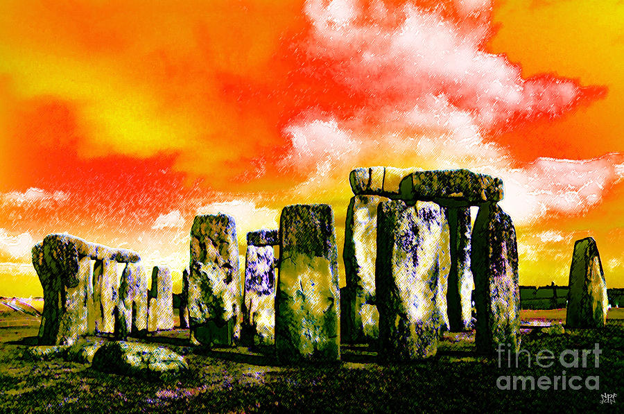 Seasons Digital Art - Stonehenge Sunset by Neil Finnemore