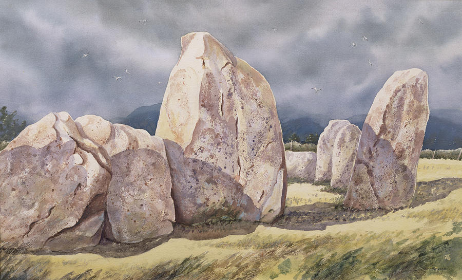 Prehistoric Painting - Stones of Castlerigg by Evangeline Dickson