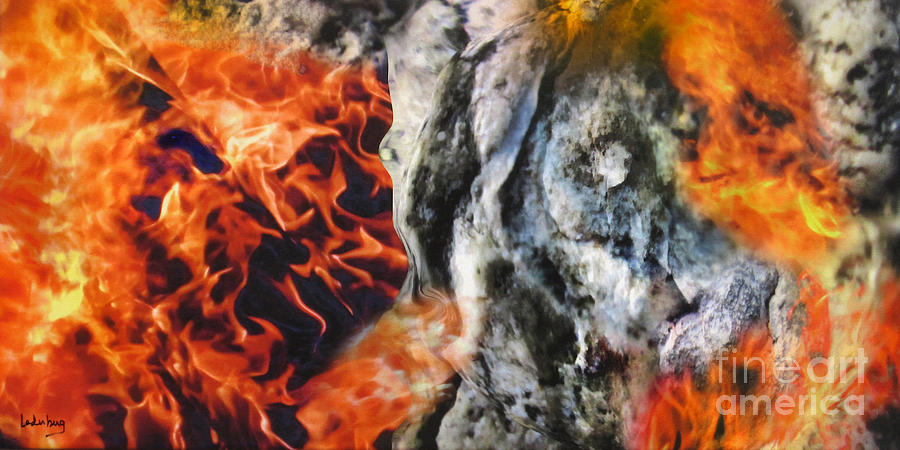 Abstract Painting - Stones on Fire 1 by Dov Lederberg
