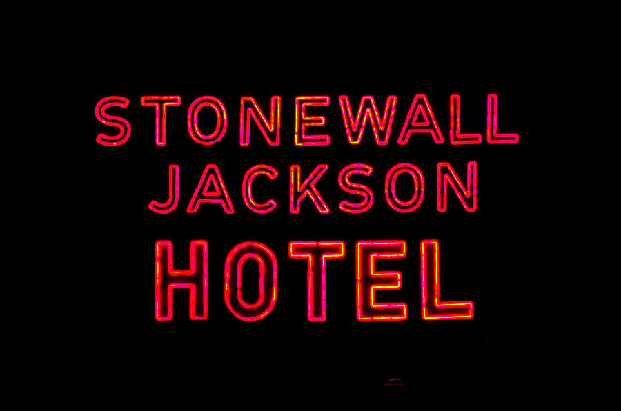 Retro Sign Photograph - Stonewall Jackson Hotel by Cathy Shiflett