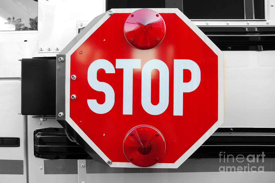 Stop BW Red Sign Photograph by Andee Design