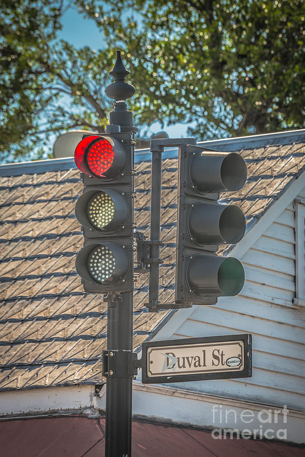 Portrait Photograph - Stop for Red on Duval - Key West - HDR Style by Ian Monk