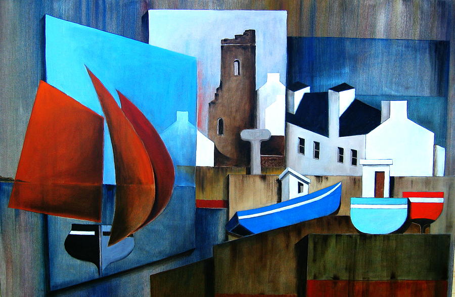 Stop over on Tory Island Mixed Media by Val Byrne