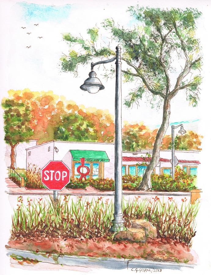 Landscape Painting - Stop sign and street light in Montecito, California by Carlos G Groppa