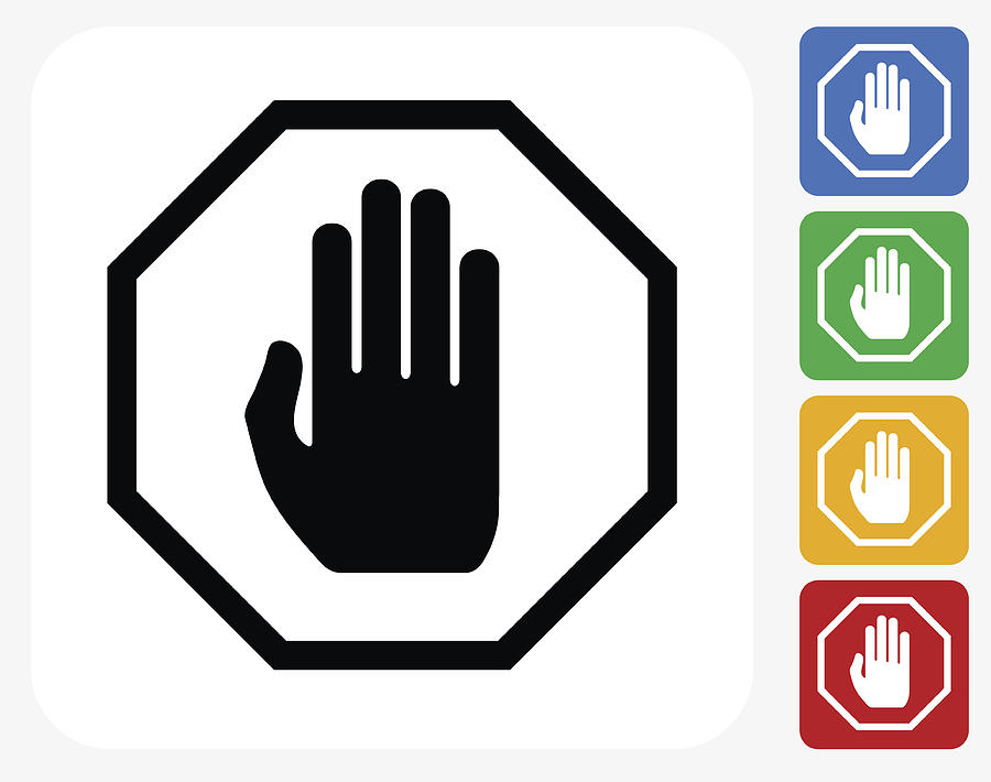 Stop Sign Icon Flat Graphic Design Drawing by Bubaone