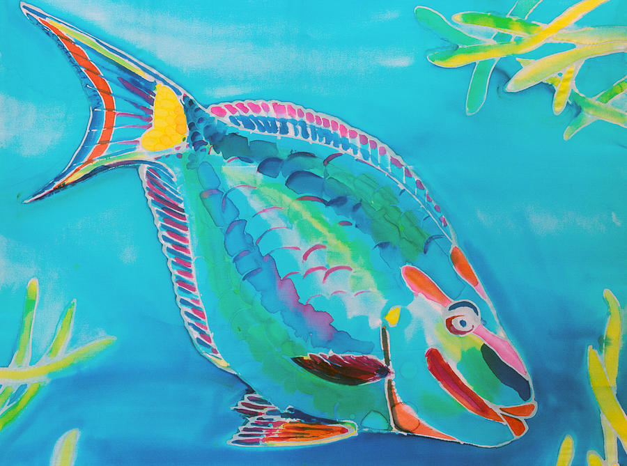 Stoplight Parrot Fish Painting by Kelly Smith