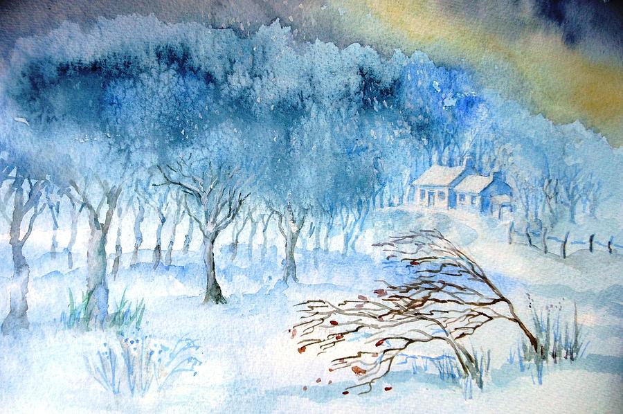 Stopping by Woods on a Snowy Evening Painting by Trudi Doyle