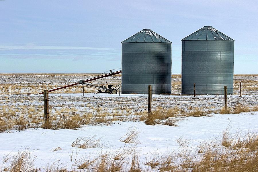 Storage Bins on the Prairie Photograph by Scott Carlton
