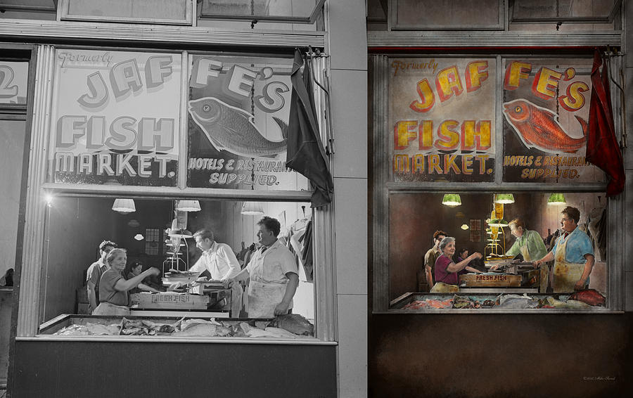 Fish Photograph - Store - Fish NY - Jaffes Fish Market - Side by side by Mike Savad