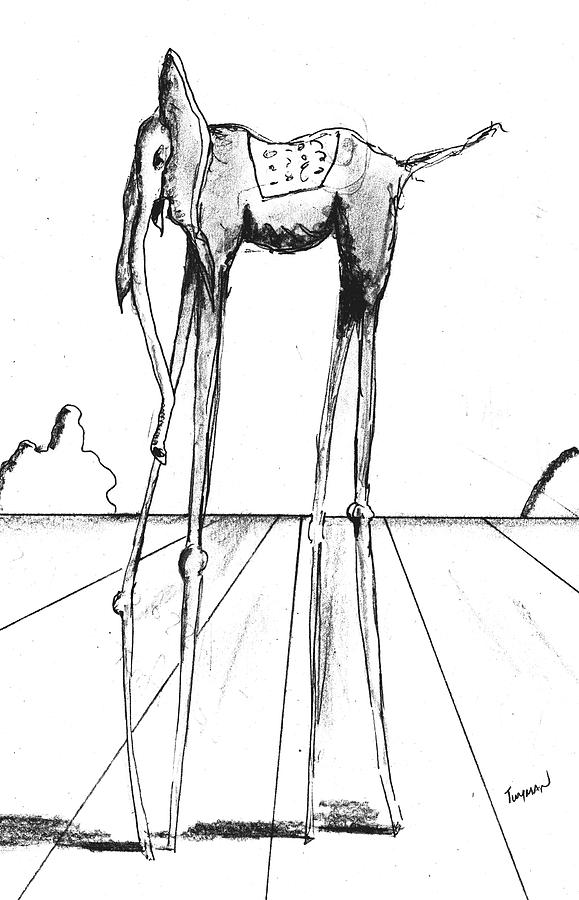 Surrealism Drawing - Stork Legs by Dan Twyman