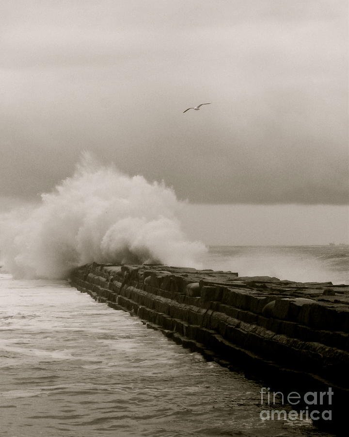 Storm Along the Breakwater Photograph by Michael Cinnamond