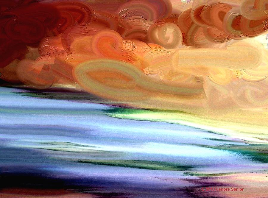 Abstract Painting - Storm at the Lake by Lenore Senior