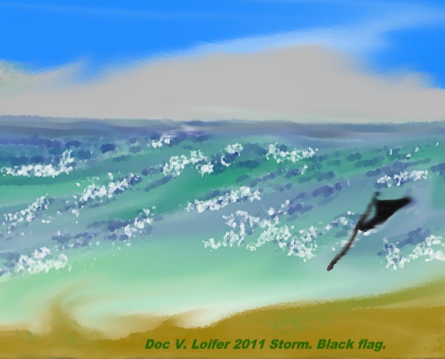 Storm. Black flag. Digital Art by Dr Loifer Vladimir