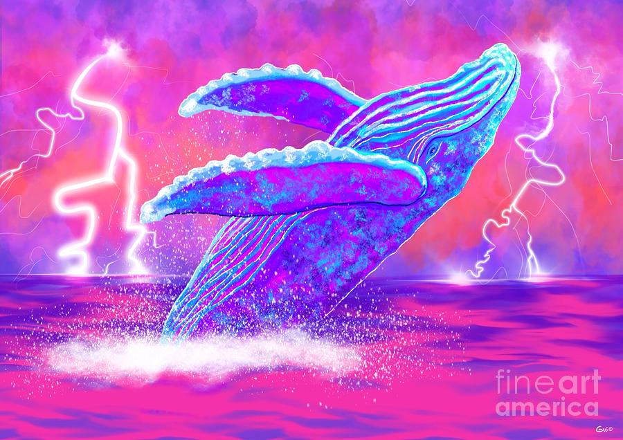 Whale Painting - Storm Breaching Whale by Nick Gustafson
