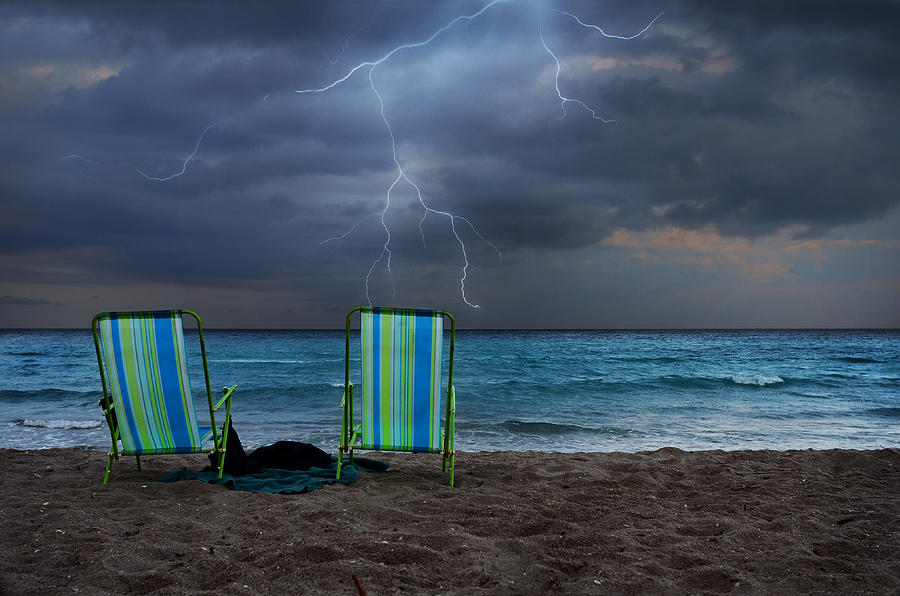 Landscape Photograph - Storm Chairs by Laura Fasulo