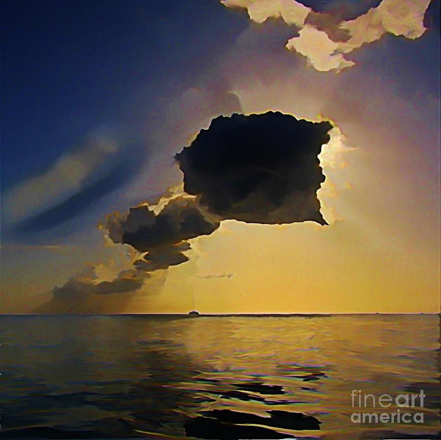 Grand Cayman Painting - Storm Cloud over Calm Waters by John Malone