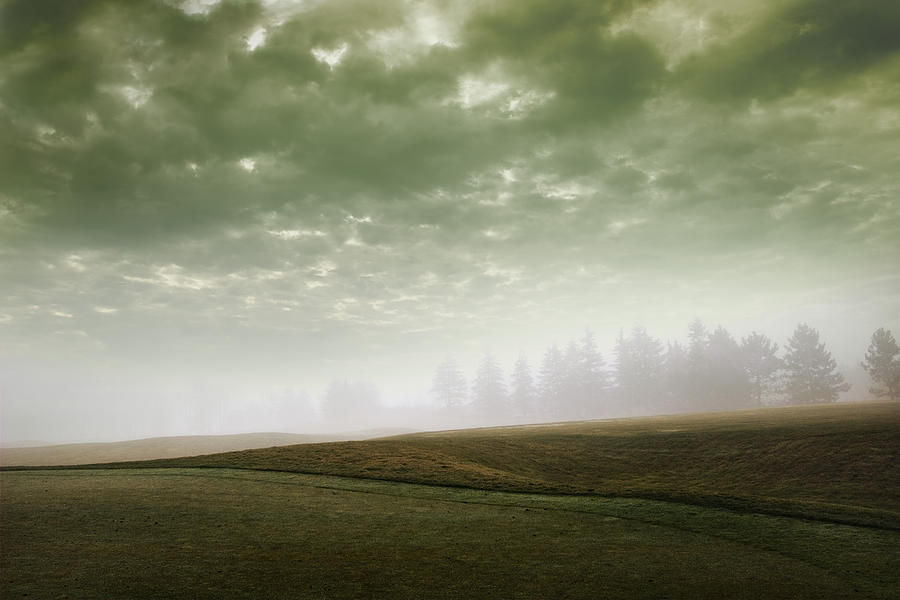 Light Photograph - Storm Clouds And Foggy Hills by Vast Photography
