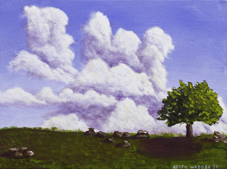 Storm Clouds Over Maine Blueberry Field Painting by Keith Webber Jr