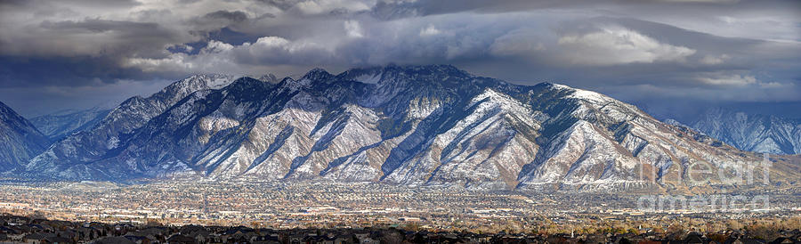 Storm Front Passes over the Wasatch Mountains and Salt Lake Valley - Utah Photograph by Gary Whitton