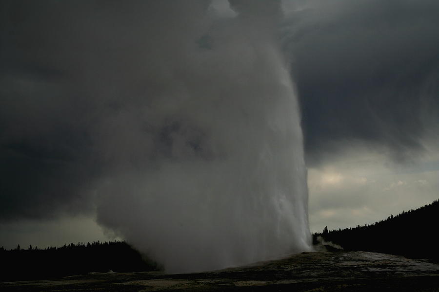 Yellowstone National Park Photograph - Storm incoming at Old Faithful by Jetson Nguyen