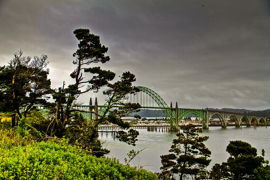 Storm is coming over Yaquina bay bridge Photograph by Eti Reid
