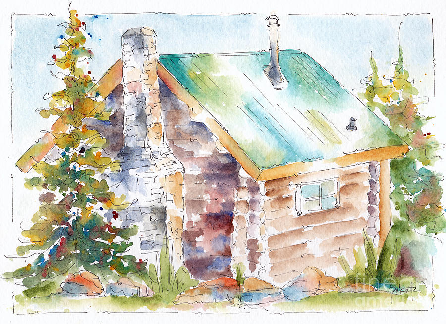 Storm Mountain Cabin Painting by Pat Katz