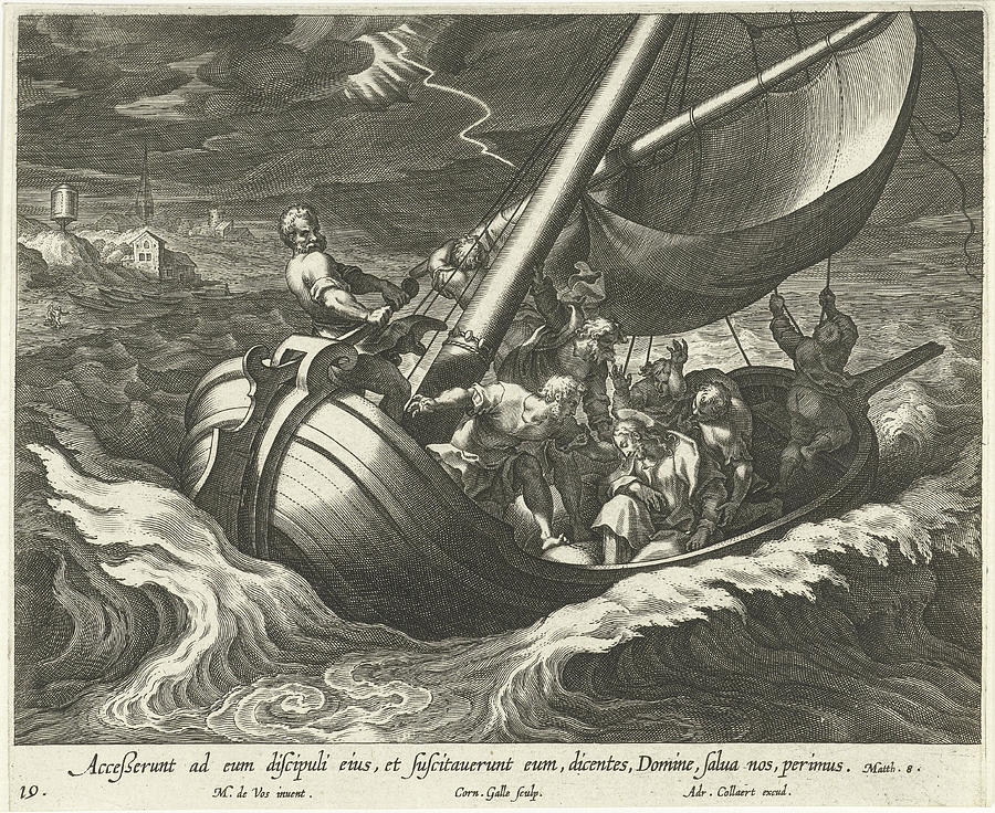 Storm On The Sea Of Galilee, Cornelis Galle Drawing by Cornelis Galle ...