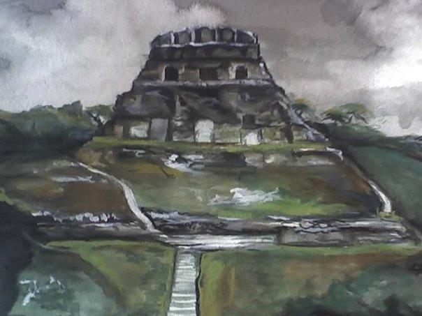 Storm over Mayan Ruins Painting by Alexandria Weaselwise Busen
