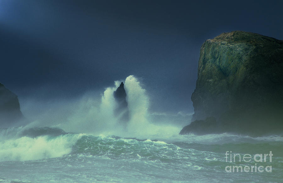Storm over Sea Stacks Bandon Beach Oregon Photograph by Dave Welling