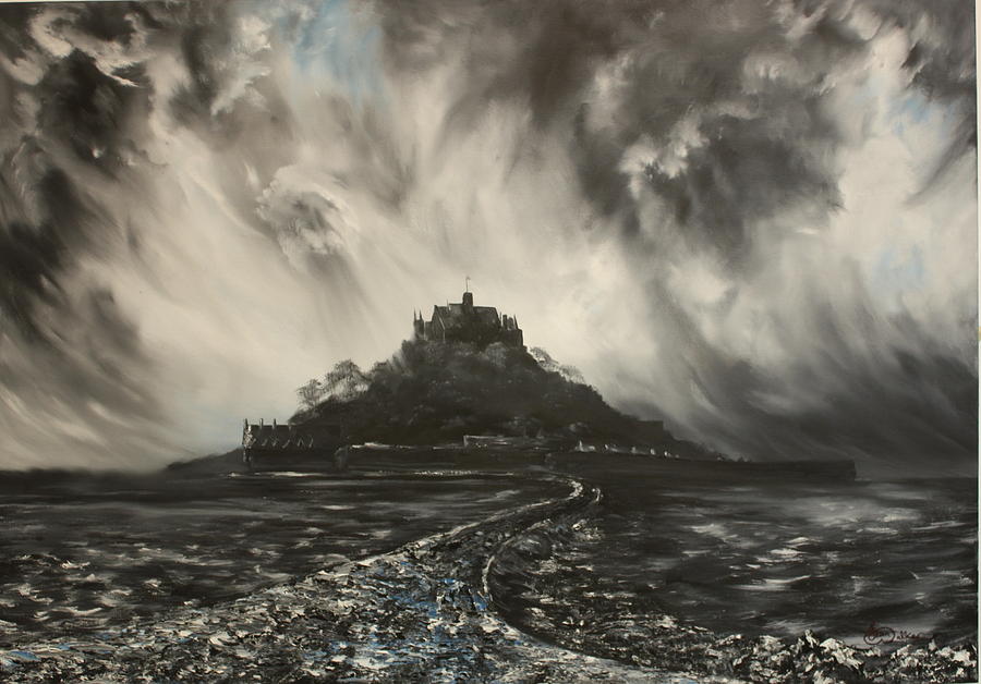 Storm Over St Michaels Mount Cornwall Painting by Jean Walker - Pixels