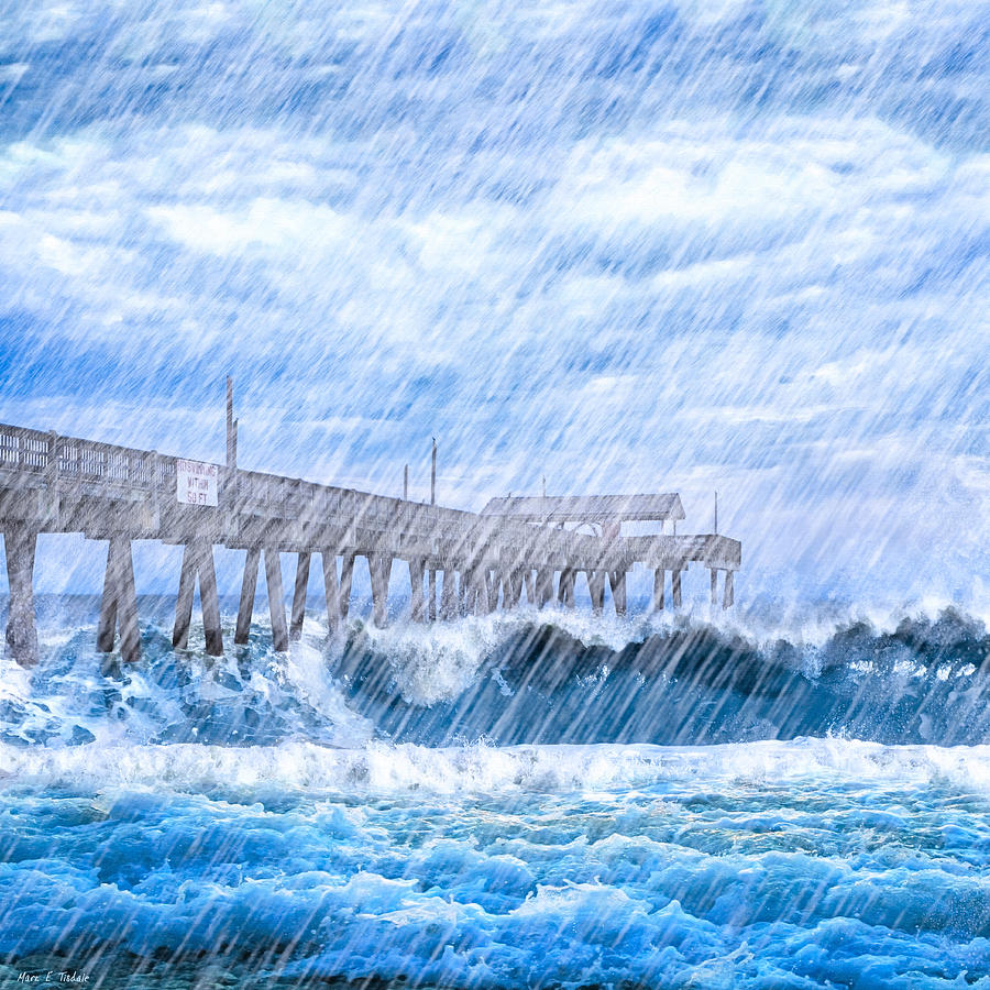 Unique Photograph - Storm Over The Sea - Tybee Pier by Mark Tisdale